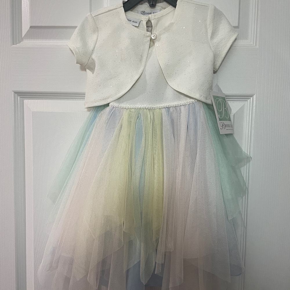 Bonnie Jean 4T rainbow pastel tulle dress NWT